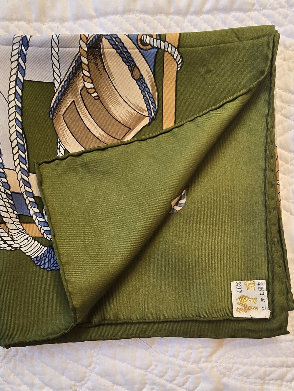 100% Silk Nautical Theme Sailing Ship Scarf. - Picture 5 of 10